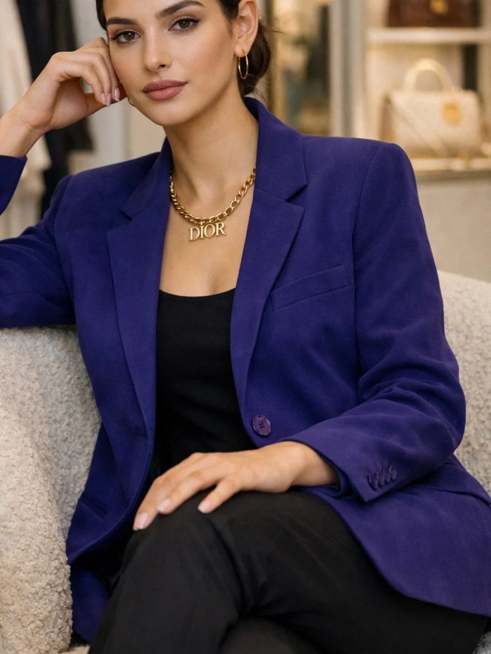 Vintage Christian Dior Paris New York Classic Women's Royal Blue Blazer Petite 6